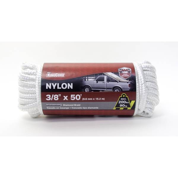Photo of 3/8" x 50' Diamond Braid Nylon Rope, White