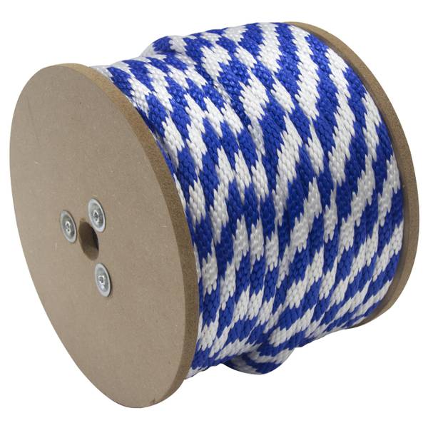 Photo of 5/8" x 200' Smooth Braid Polypropylene Derby Line Rope, Blue/White