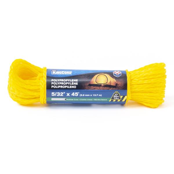 Photo of 5/32" x 45' Hollow Core Polypropylene Rope, Yellow