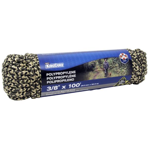 Photo of 3/8" x 100' Polypropylene Diamond Braid Rope, Camouflage