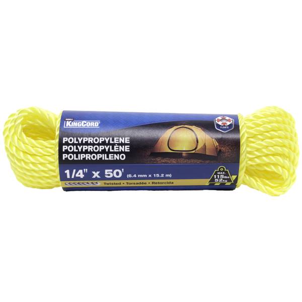 Photo of 1/4" x 50' Twisted Polypropylene Rope, Yellow