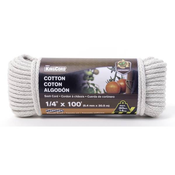 Photo of 1/4" x 100' Smooth Braid Cotton Rope, Natural
