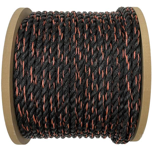 Photo of 1/2" x 300' Twisted Polypropylene Truck Rope, Black/Orange