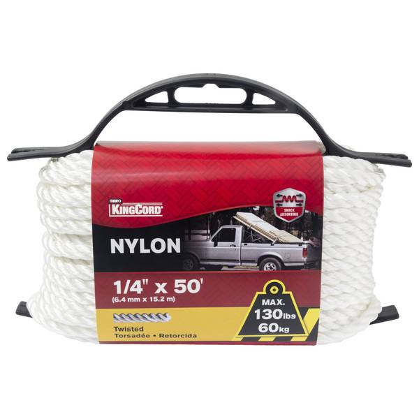 Photo of 1/4" x 50' Twisted Nylon Rope, White