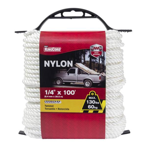 Photo of 1/4" x 100' Twisted Nylon Rope, White