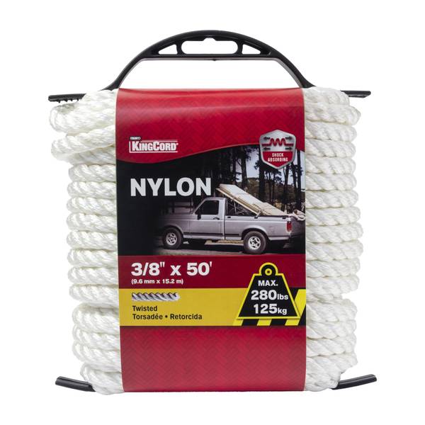 Photo of 3/8" x 50' Twisted Nylon Rope, White