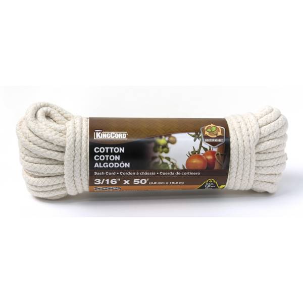 Photo of 3/16" x 50' Smooth Braid Cotton Rope, Natural
