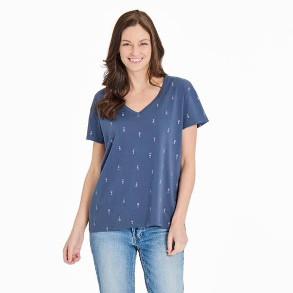 Photo of Women's Wine Glass Short Sleeve Crusher-Lite Vee