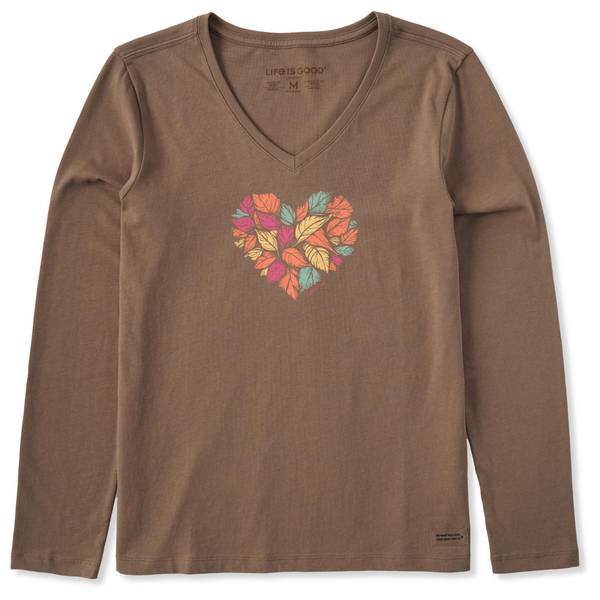 Photo of Women's Leaf Heart Long Sleeve Crusher-Lite Vee