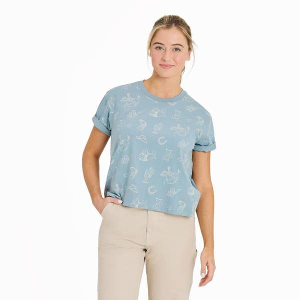 Photo of Women's West is Best Pattern Short Sleeve Crusher Boxy Tee