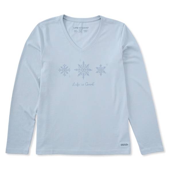 Photo of Women's Three Doodle Snowflakes Long Sleeve Crusher Vee