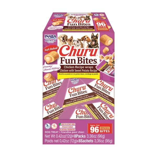 Churu 8-Pack Fun Bites for Dogs, Chicken and Sweet Potato, 100