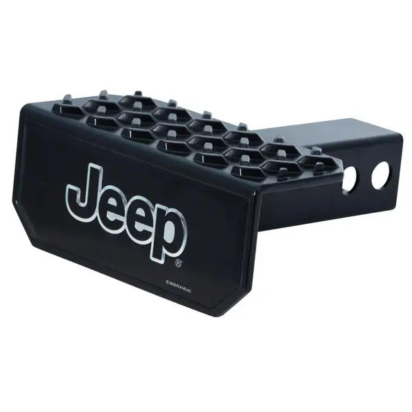 Jeep Engraved Oval Chrome Aluminum Tow Hitch Cover - View #2