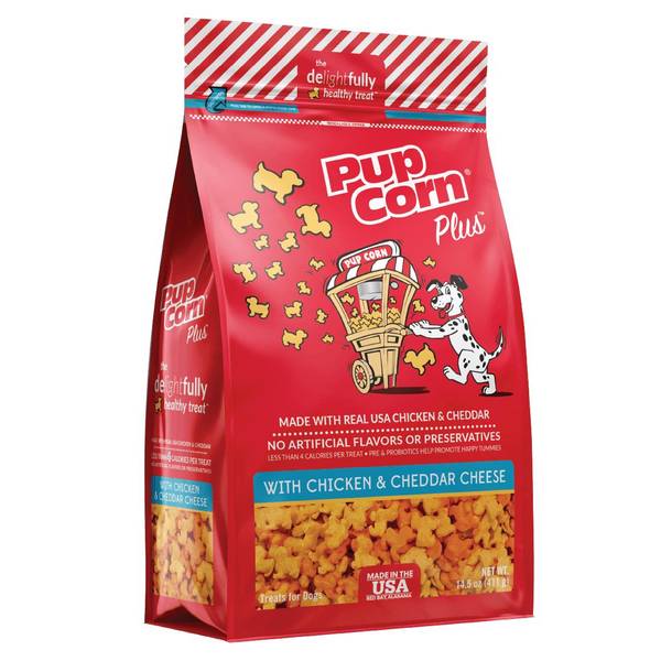 Photo of Pupcorn Plus Chicken and Cheddar Cheese Flavor Dog Treats, 24.5 oz, Low-Calorie