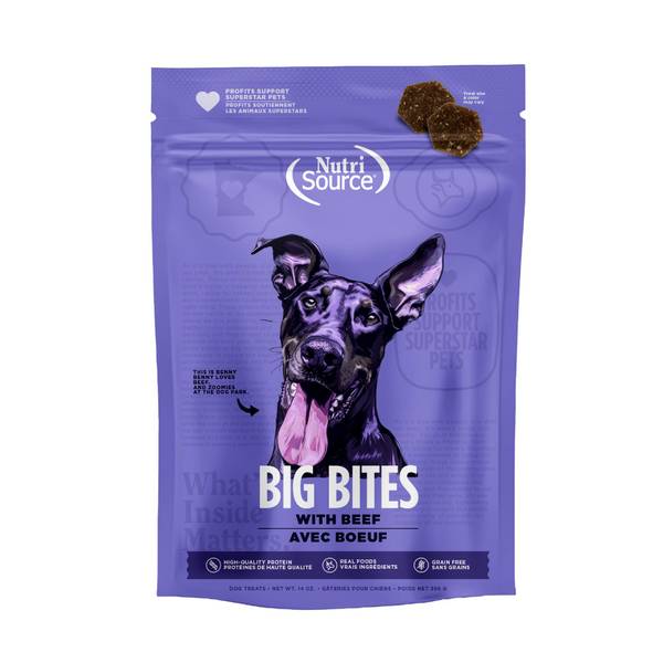 Photo of Grain Free Big Bites Beef Dog Treats, 14 oz, Real Beef #1 Ingredient