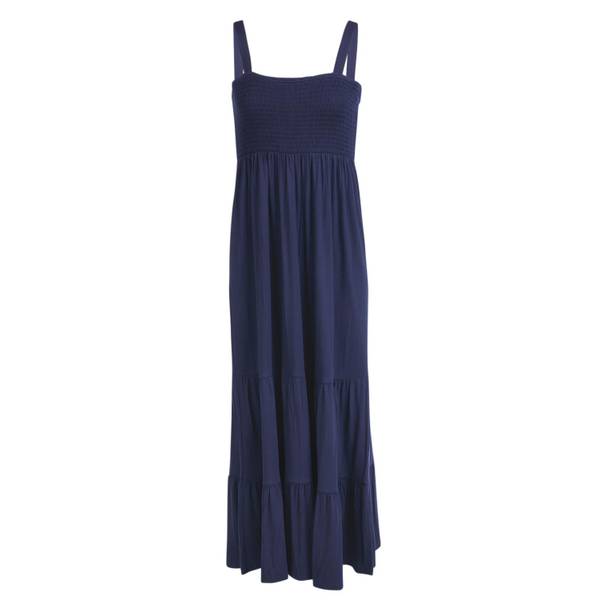 Photo of Women's Sleeveless Smocked Bodice Tiered Midi Dress