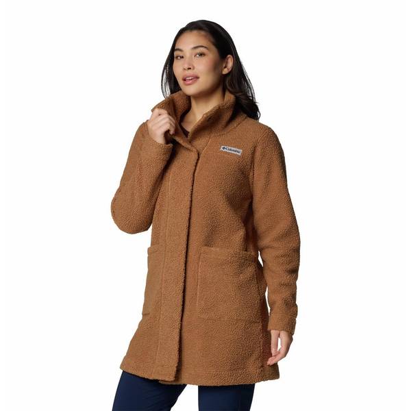 Columbia Plus Size Active Panorama Stand-Collar Long Jacket - Camel Brown