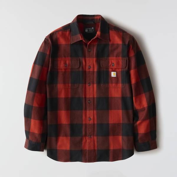 Photo of Men's Loose Fit Heavyweight Flannel Long-Sleeve Plaid Shirt
