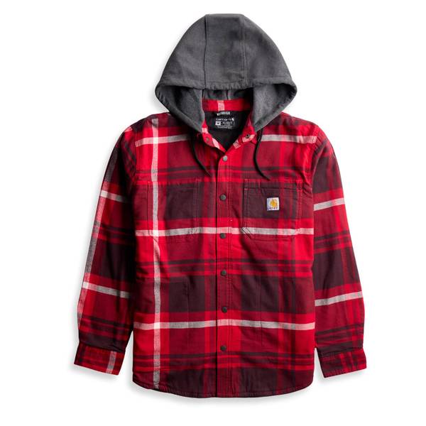 Photo of Men's Rugged Flex Relaxed Fit Flannel Fleece Lined Hooded Shirt Jac