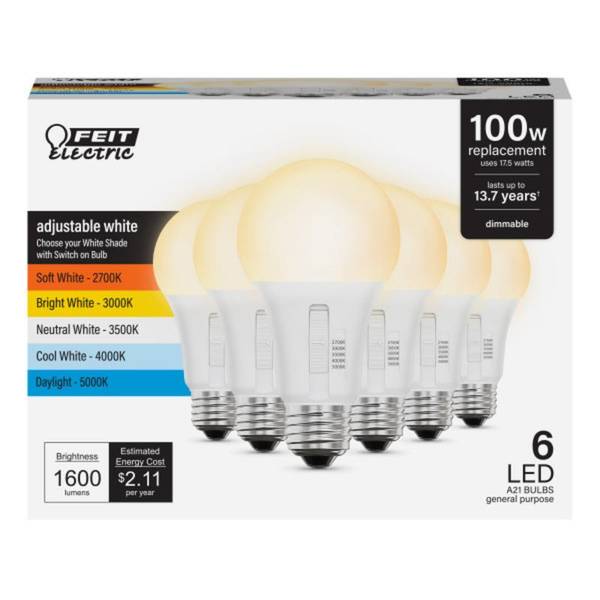 Photo of 6-Pack Led Dimmable A21 90Cri 27-65K Bulbs