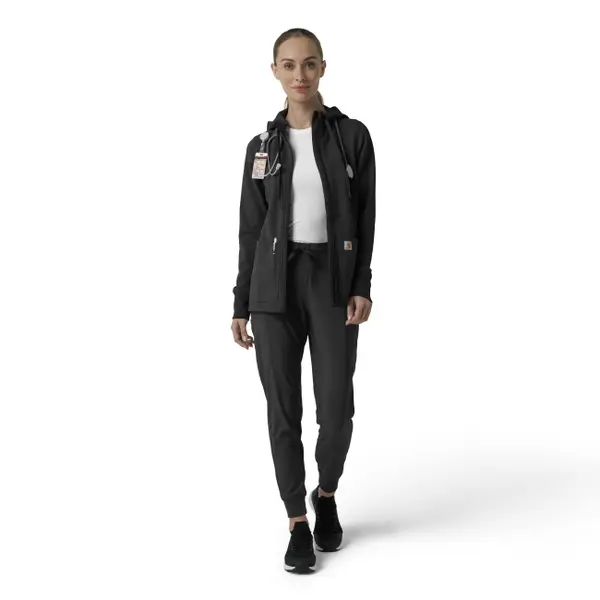 Carhartt Women's Full Zip Waffle Hoodie - C82008-BLAC-S | Blain's