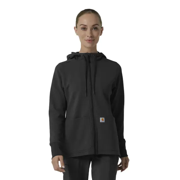 Carhartt Women's Full Zip Waffle Hoodie - C82008-BLAC-S | Blain's