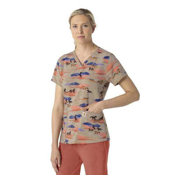 Photo of Women's V-Neck Print Scrub Top