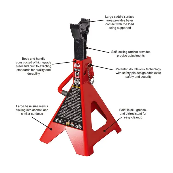 Torin BIG RED 6 TON DOUBLE LOCK JACK STANDS - T46002A | Blain's