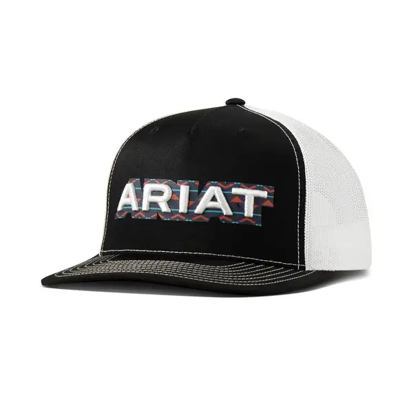 ARIAT Men's R112 Snap Back Aztec Logo Black Cap - A300086801-OS
