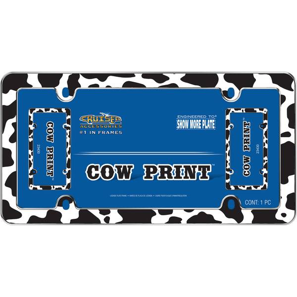 Photo of Cow Print Black/White/Chrome License Plate Frame