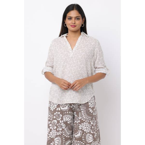 Photo of Women's 3/4 Sleeve Printed Gauze with Back Button