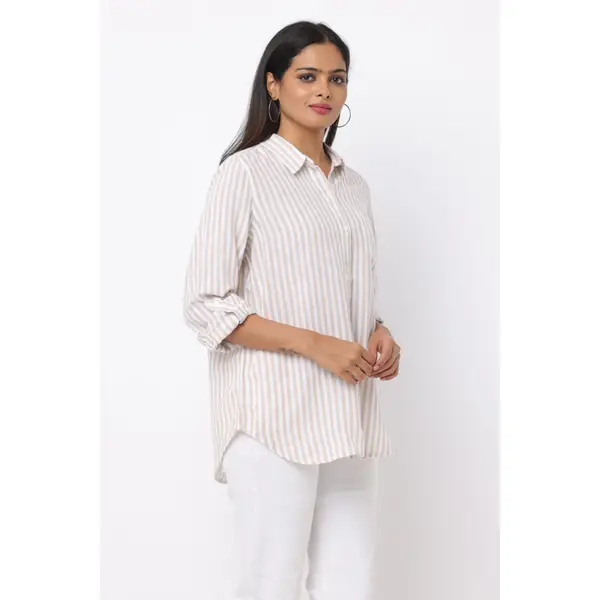 トップス Maple Linen-Blend Hilltop Shirt in Bayley Stripe | Madewell