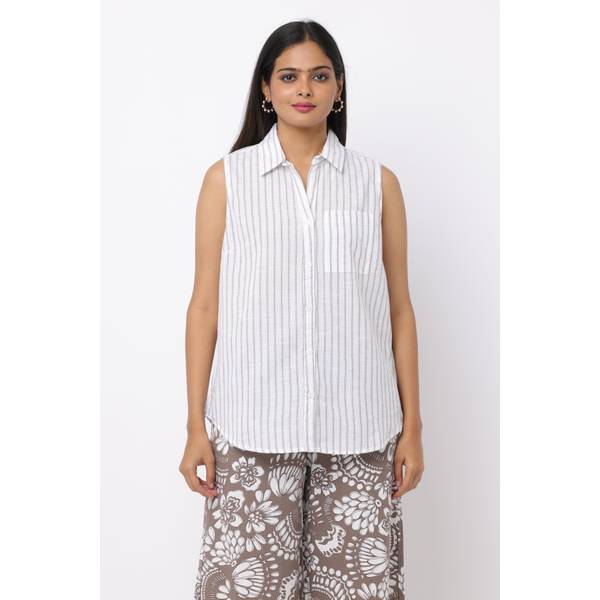 Photo of Women's Button Front Sleeveless Shirt