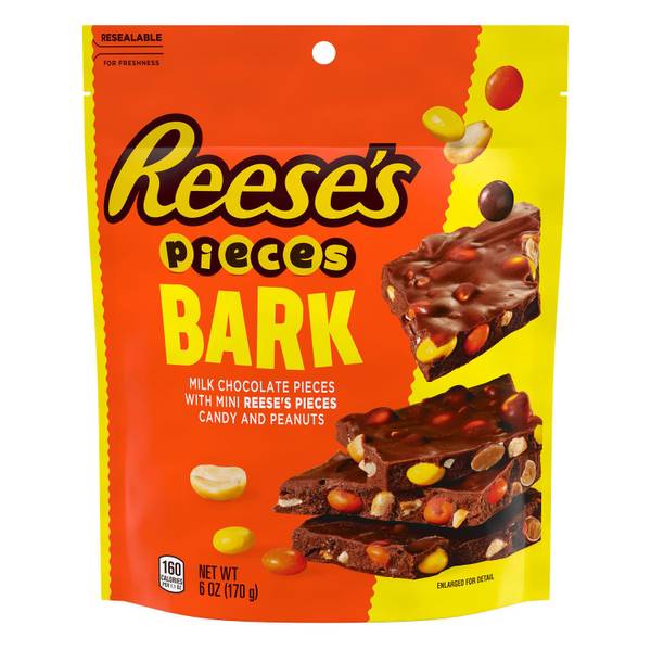 Photo of 6 oz PIECES Bark Milk Chocolate Candy with Peanuts Bag