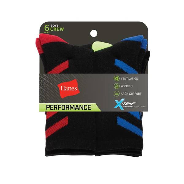 Photo of Boy's Performance X-Temp Crew Socks, 6-Pack