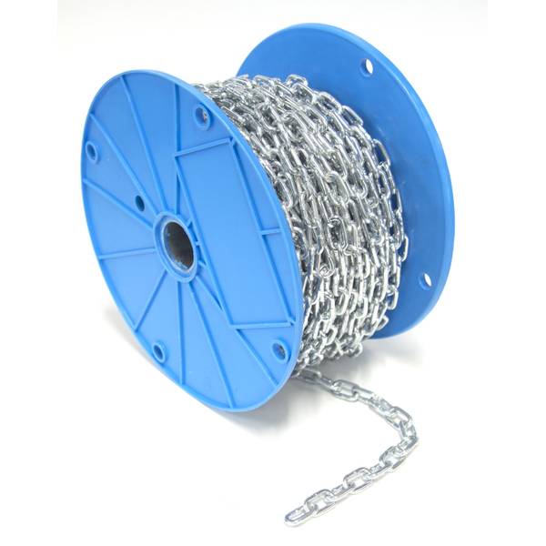 Photo of 1/8" x 100' Straight Link Machine Chain, Zinc-Plated