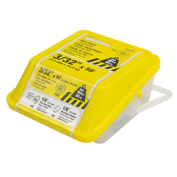 Photo of 3/32" x 1/8" x 50' 7 x 7 PVC Coated Wire Rope