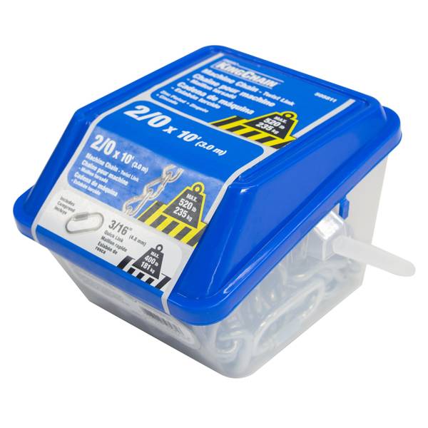 Photo of 2/0 x 10' Twist Link Machine Chain, Zinc-Plated