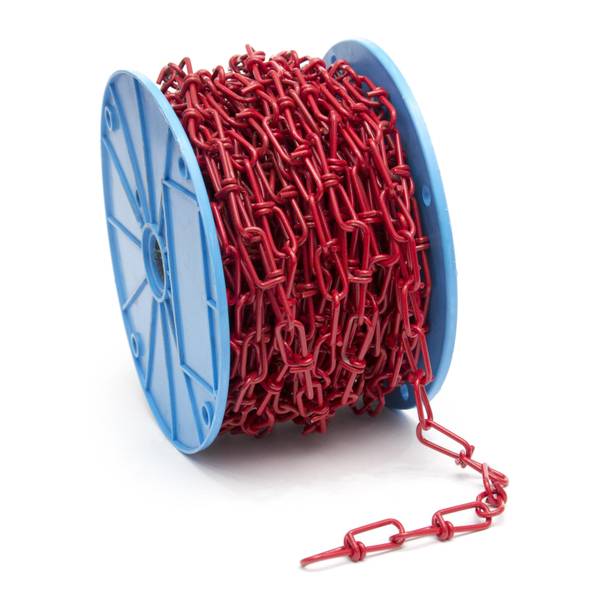 Photo of 1/0 x 98' Twist Link Tenso Machine Chain, Red PVC Coated