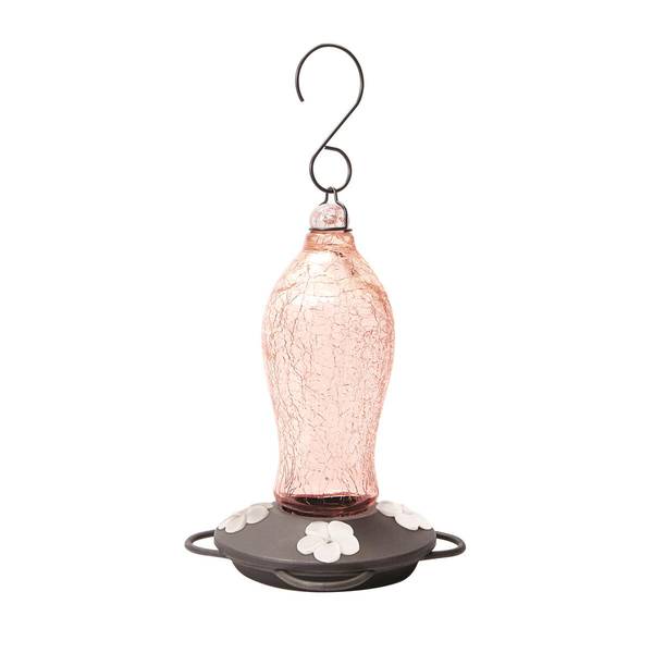 Photo of Artisan Glass Gravity Hummingbird Feeder, 16 oz, Blush Crackle