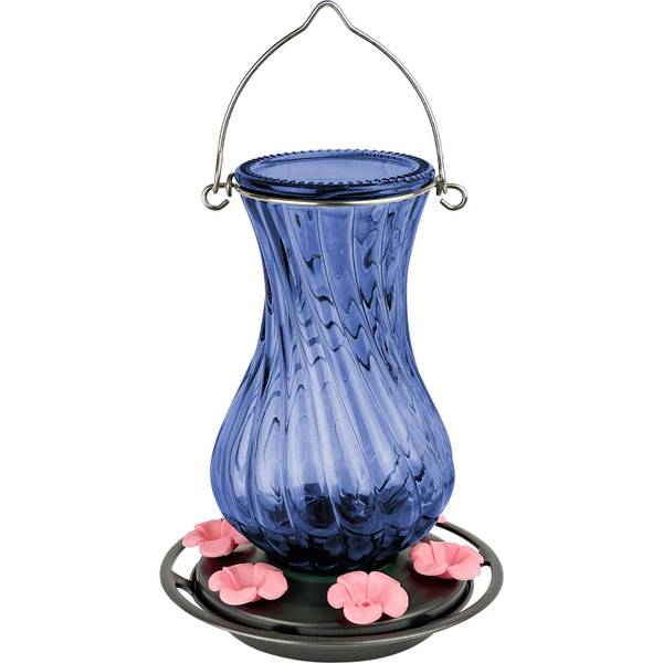 Photo of Perfect Pitcher Antique Glass Gravity Hummingbird Feeder, 32 oz, Blue