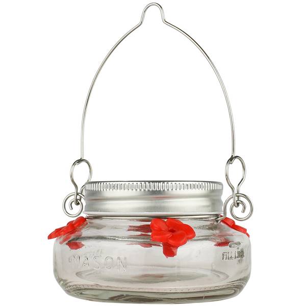 Photo of Glass Mason Jar Hummingbird Feeder, 6 oz, Clear