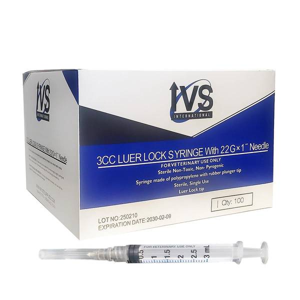 Photo of Box/100 IVS 3CC W/ needle 22G x 1" Disposable Syringe
