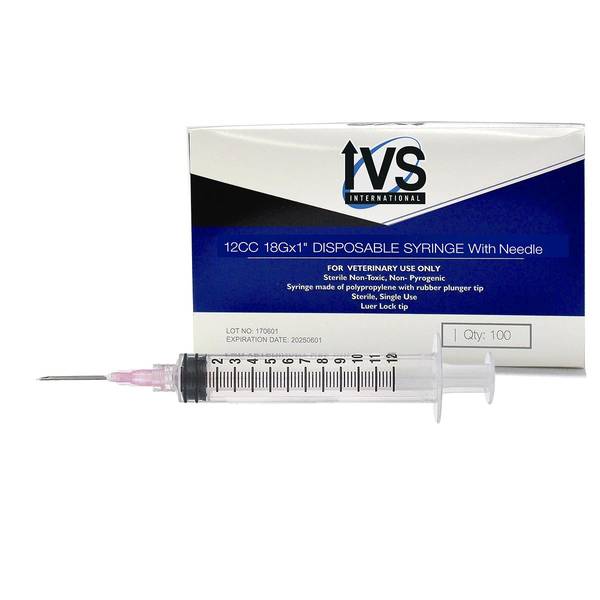Photo of 100/box 12CC 18Gx1" IVS Disposable Syringe
