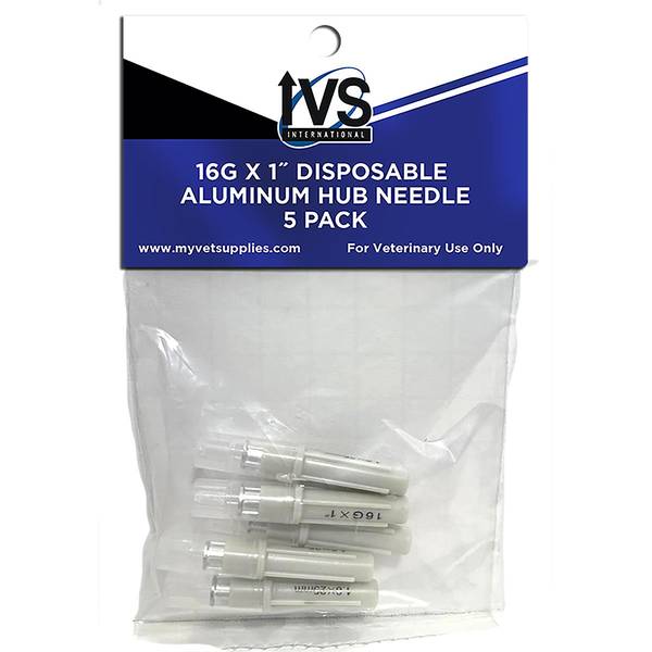 Photo of 5pk 16G x 1" IVS Disposable Aluminum Hub Needle