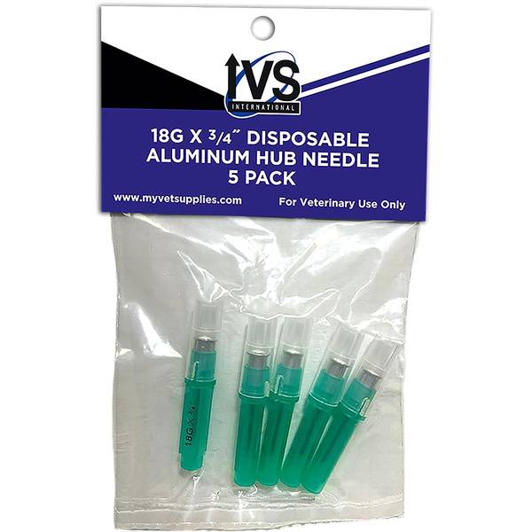 Photo of DISPOSABLE ALUMINUM HUB NEEDLES 18G X 3/4"-5PK