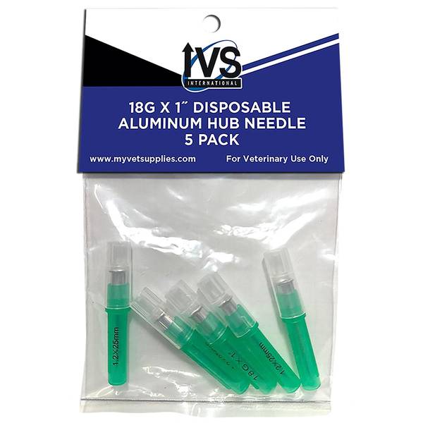 Photo of 5pk. 18G x 1" IVS Disposable aluminum hub needle