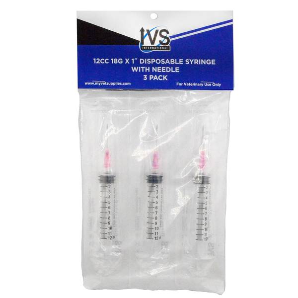 Photo of 3pk 12 CC Disposable Syringe with 18g X 1" needle