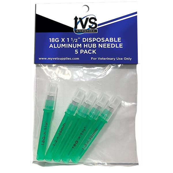 Photo of 5pk 18G x 1 1/2" IVS disposable aluminum hub needles