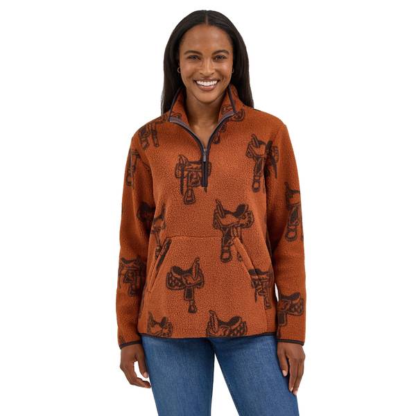 Wrangler Women's Retro Punchy Sherpa Zip Pullover - 112371632-S